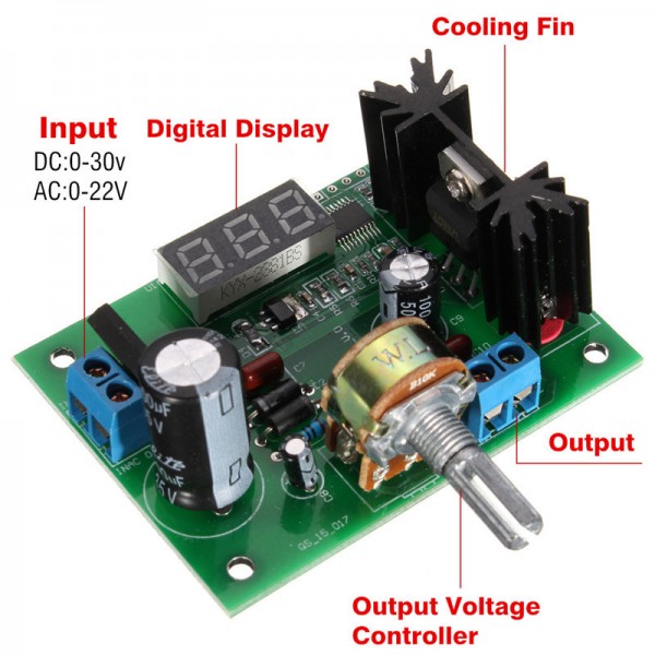 LM317 Adjustable Voltage Regulator Step-down Power Supply Module LED Meter