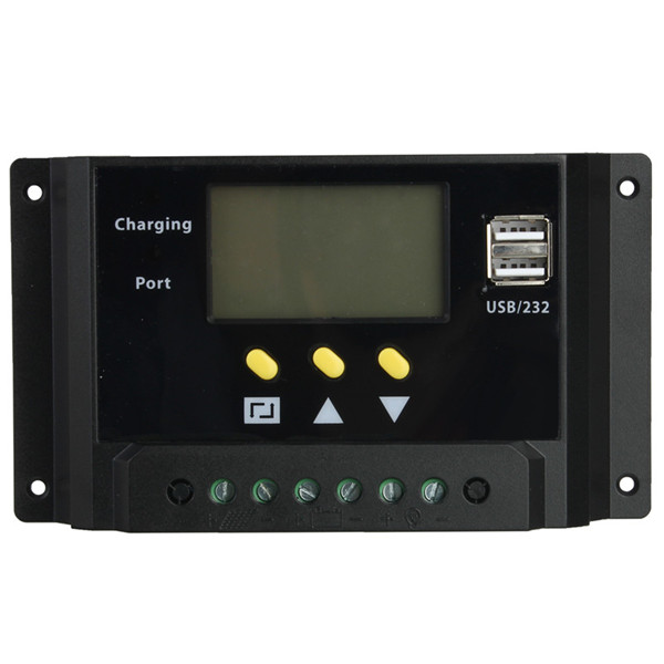 LCD 30A PWM Solar Panel Regulator Charge Controller 12V/24V 360W/720W Dual