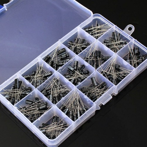 1000pcs 0.1-220uF 15 Value Electrolytic Capacitor Assortment Box Kit