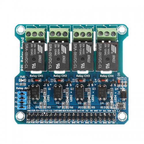 4 Channel 5A 250V AC/30V DC Compatible 40Pin Relay Board