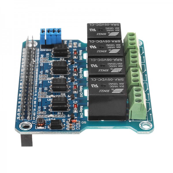 4 Channel 5A 250V AC/30V DC Compatible 40Pin Relay Board